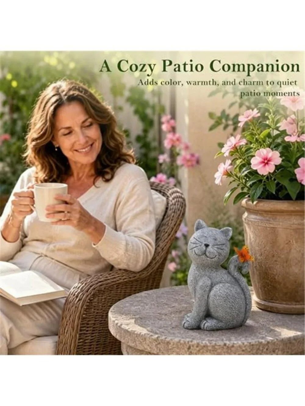 Nacome Cat Outdoor Statues for Garden: Outside Decor with Butterfly Clearance